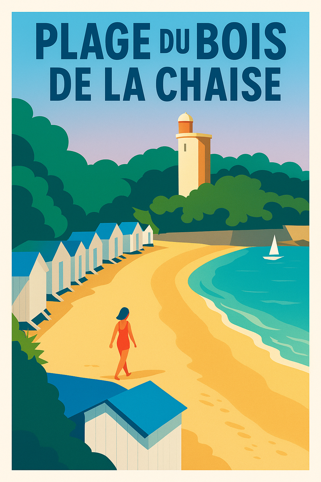 Affiche de Plage du Bois de la Chaise - L'élégance vintage de Noirmoutier