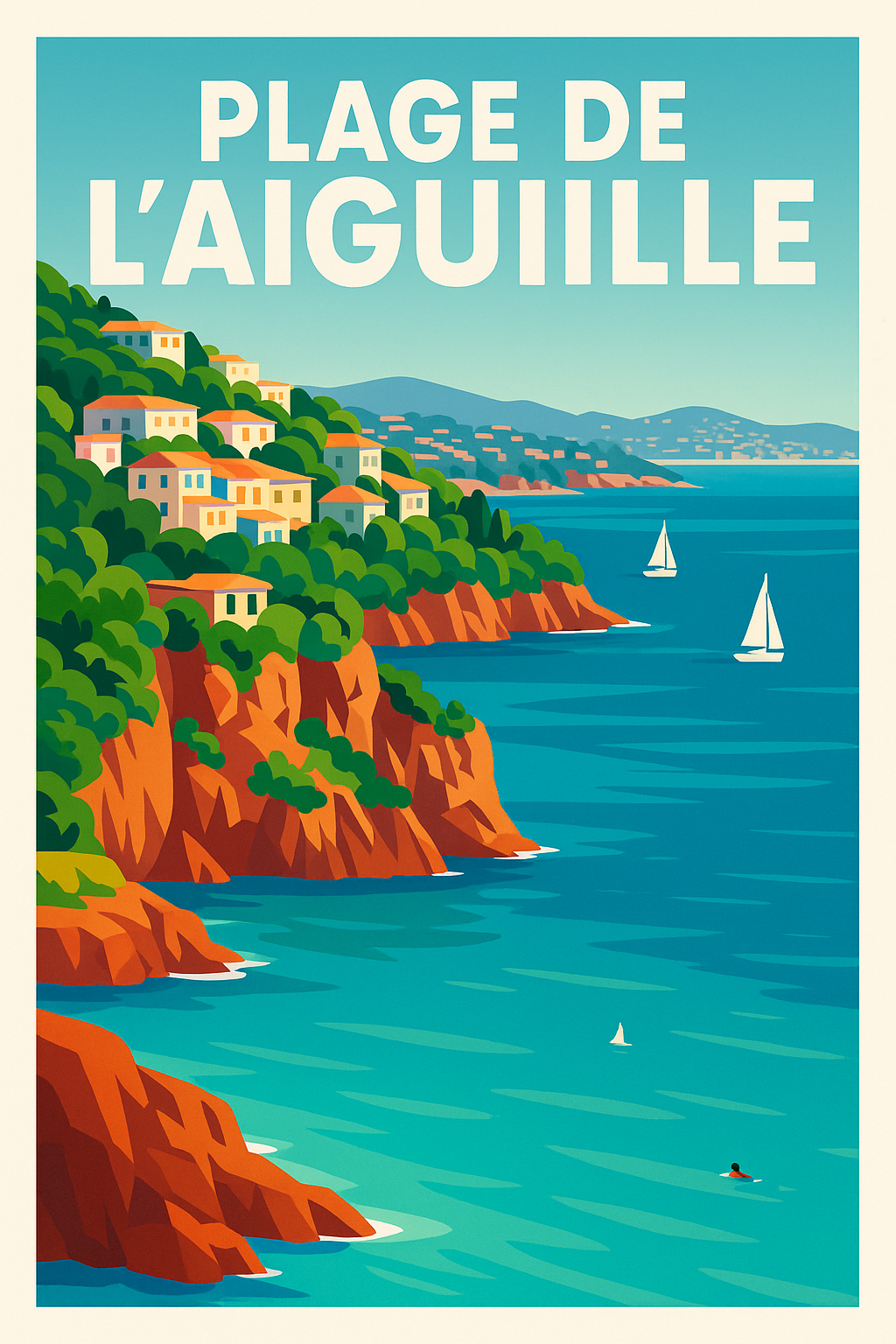 Affiche de Plage de l'Aiguille - L'éclat de la Riviera dans votre salon