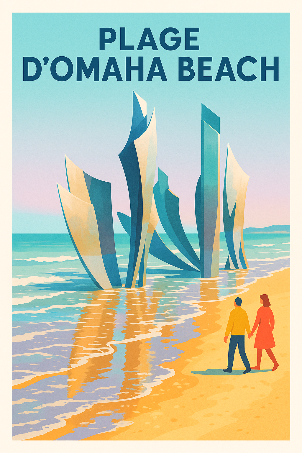 Affiche de Plage d'Omaha Beach - L'élégance de la mémoire en bord de mer