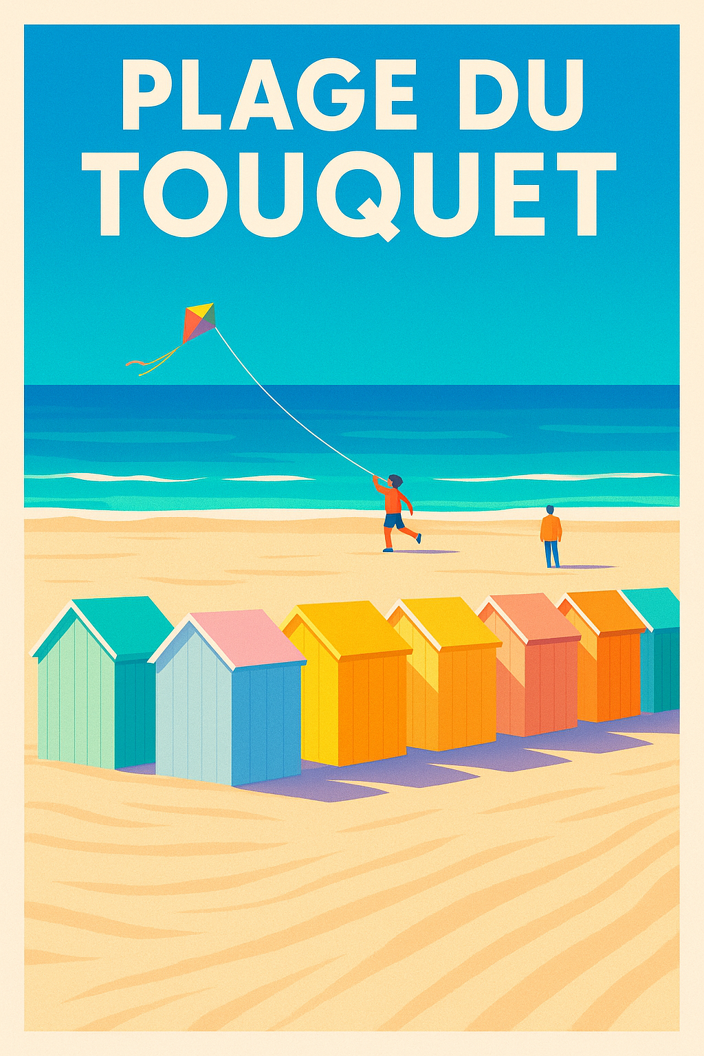 Affiche de Plage du Touquet - L'élégance colorée de la Côte d'Opale