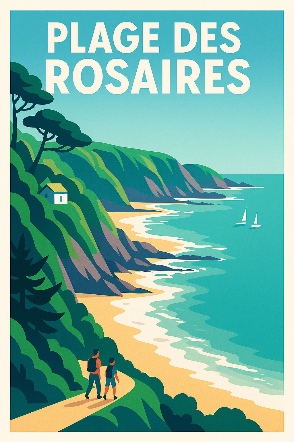 Affiche de Plage des Rosaires - L'élégance sauvage des côtes bretonnes