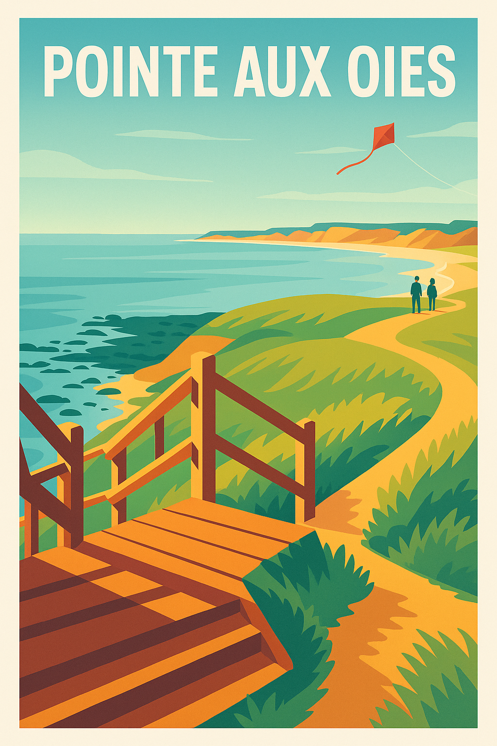 Affiche de la Pointe aux Oies, cerf-volant rouge | Afich
