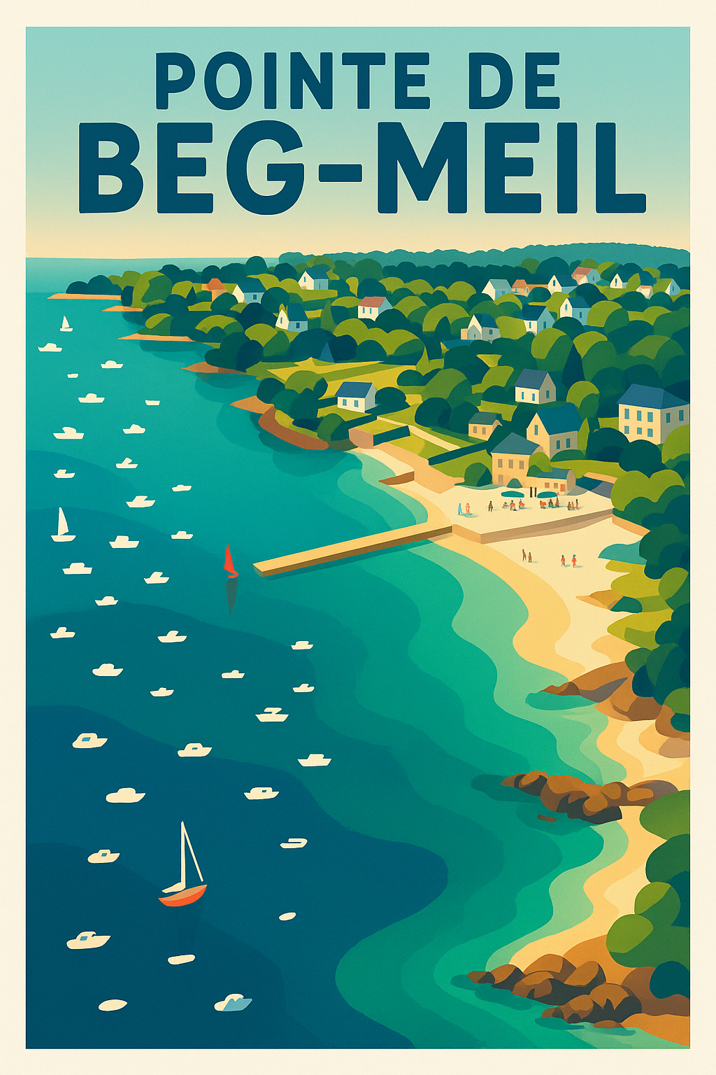 Affiche de Beg-Meil, poster côtes bretonnes | Afich