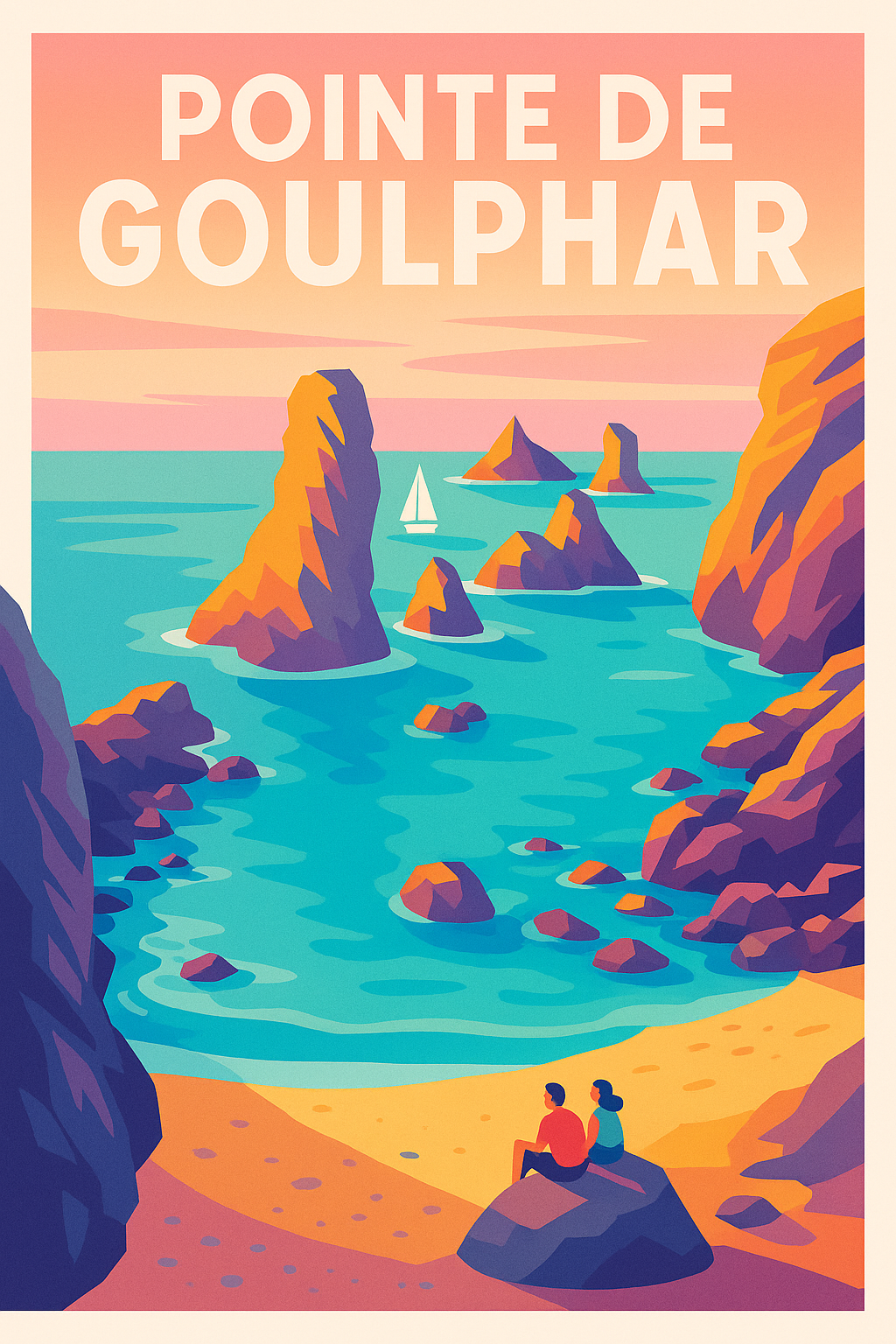 Affiche de la Pointe de Goulphar, décor Belle-Île | Afich