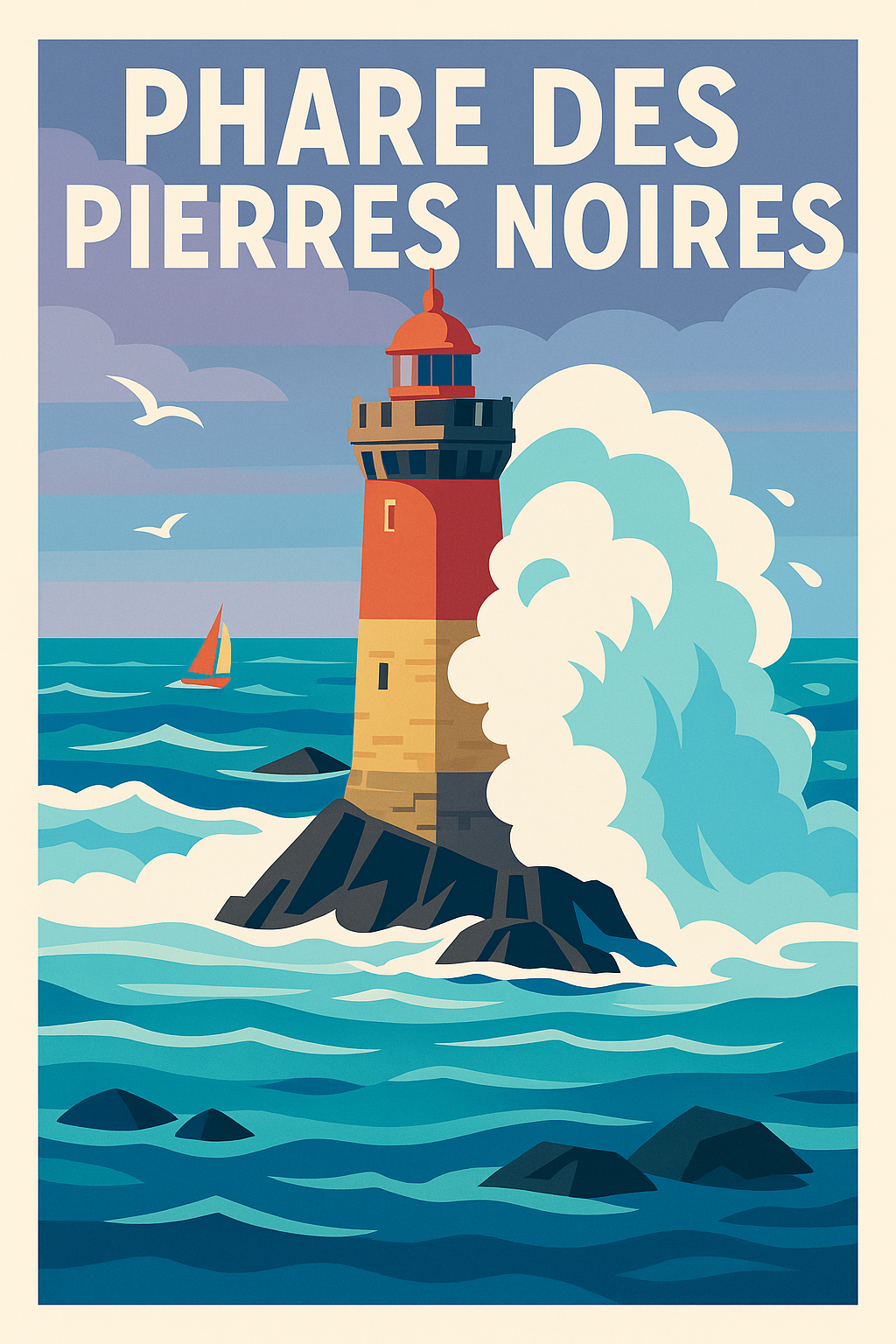 Affiche Phare des Pierres Noires, décor Bretagne | Afich