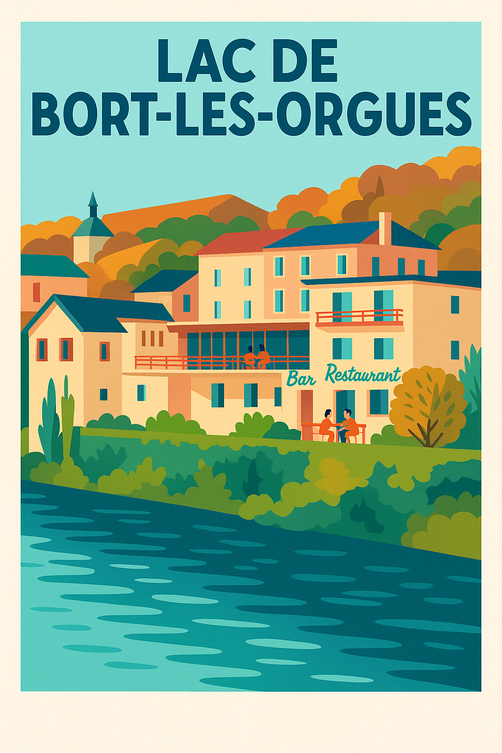 Affiche de Lac de Bort-les-Orgues - L'élégance vintage au bord de l'eau