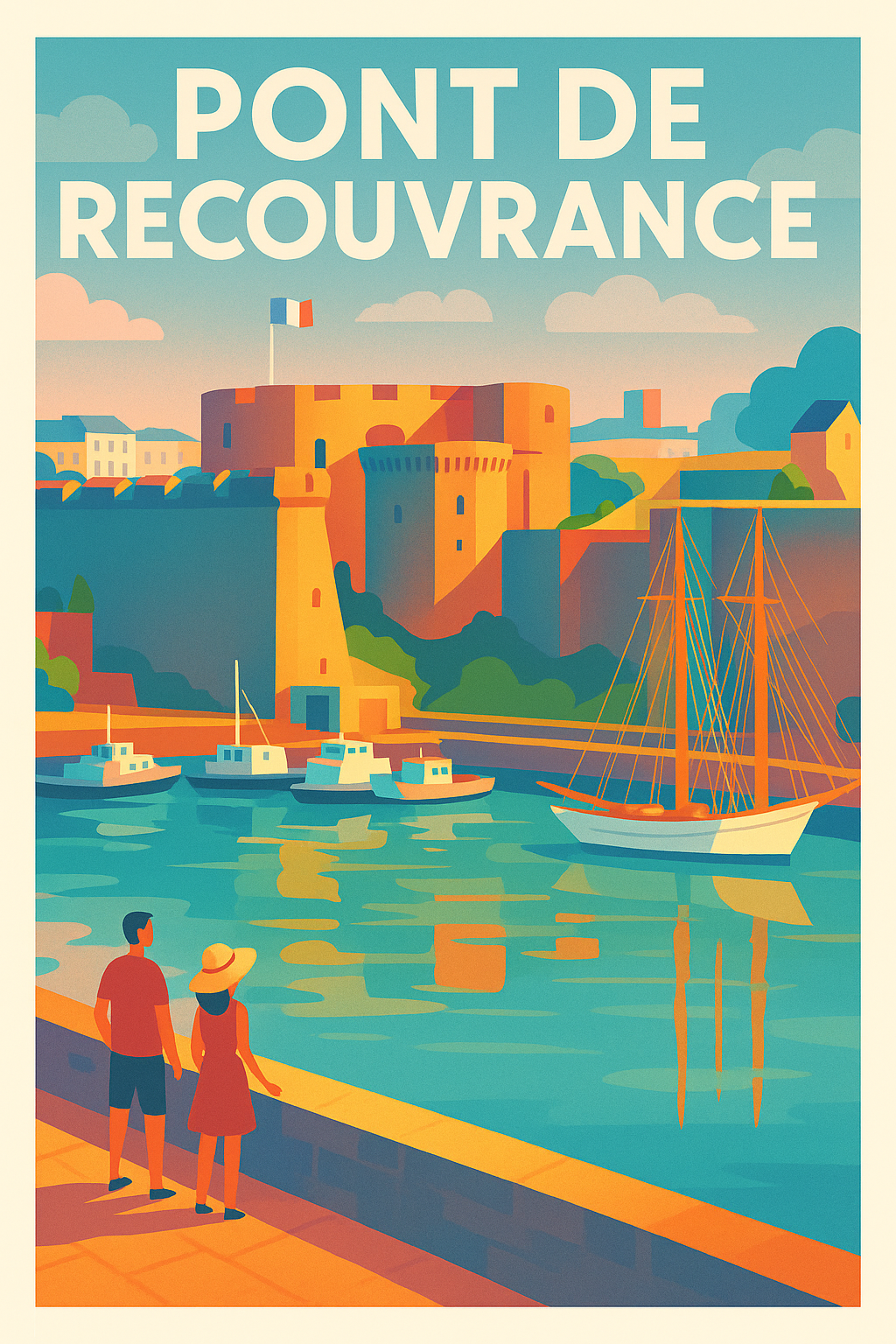 Affiche du Pont de Recouvrance, port de Brest | Afich