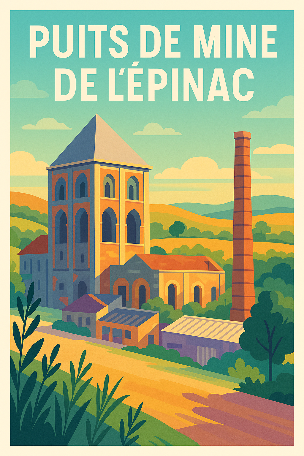 Poster du Puits de Mine de l'Épinac, architecture | Afich