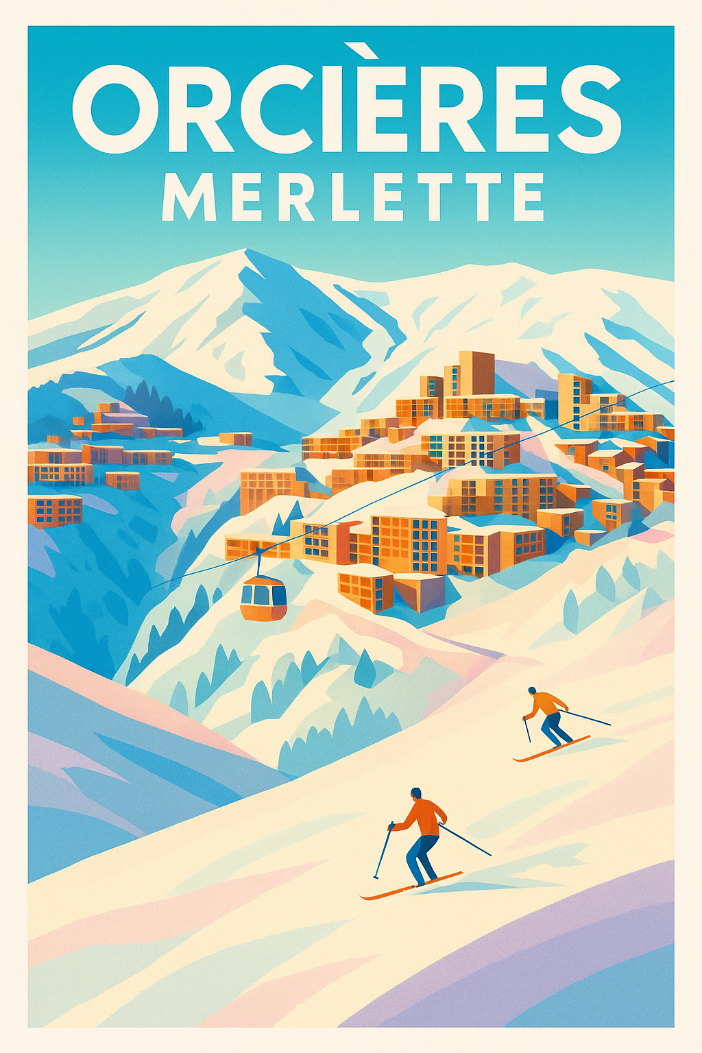 Affiche de Orcières Merlette - L'élégance des sommets enneigés