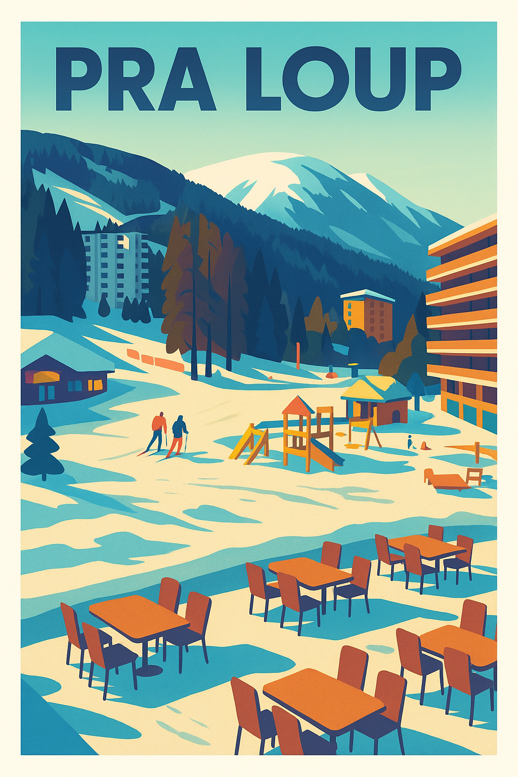Affiche de Pra Loup - L'élégance vintage des Alpes du Sud