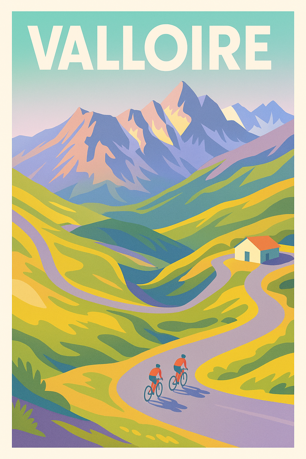 Affiche de Valloire - L'ascension mythique des Alpes en couleurs