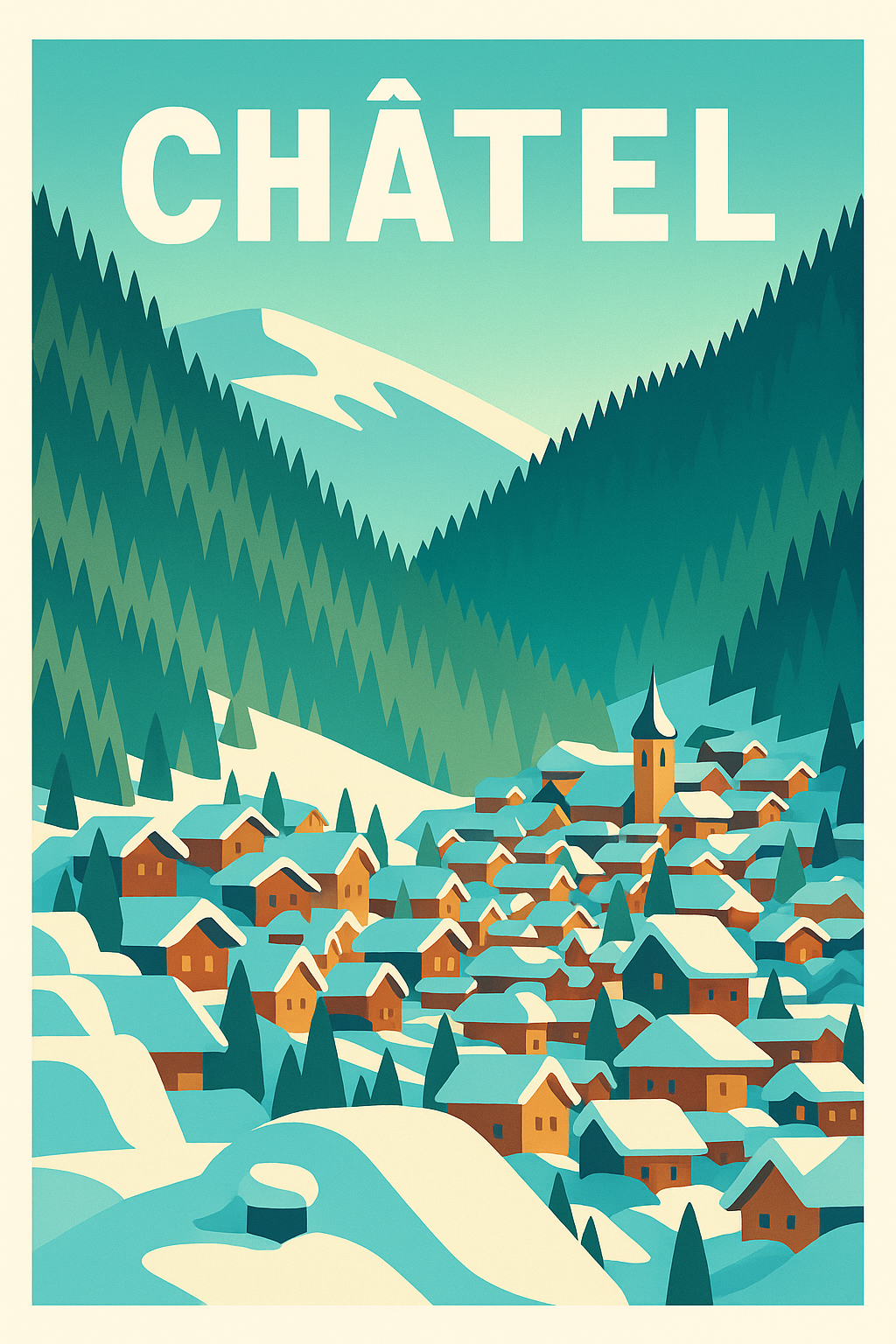 Affiche de Châtel - L'esprit authentique des Alpes en hiver