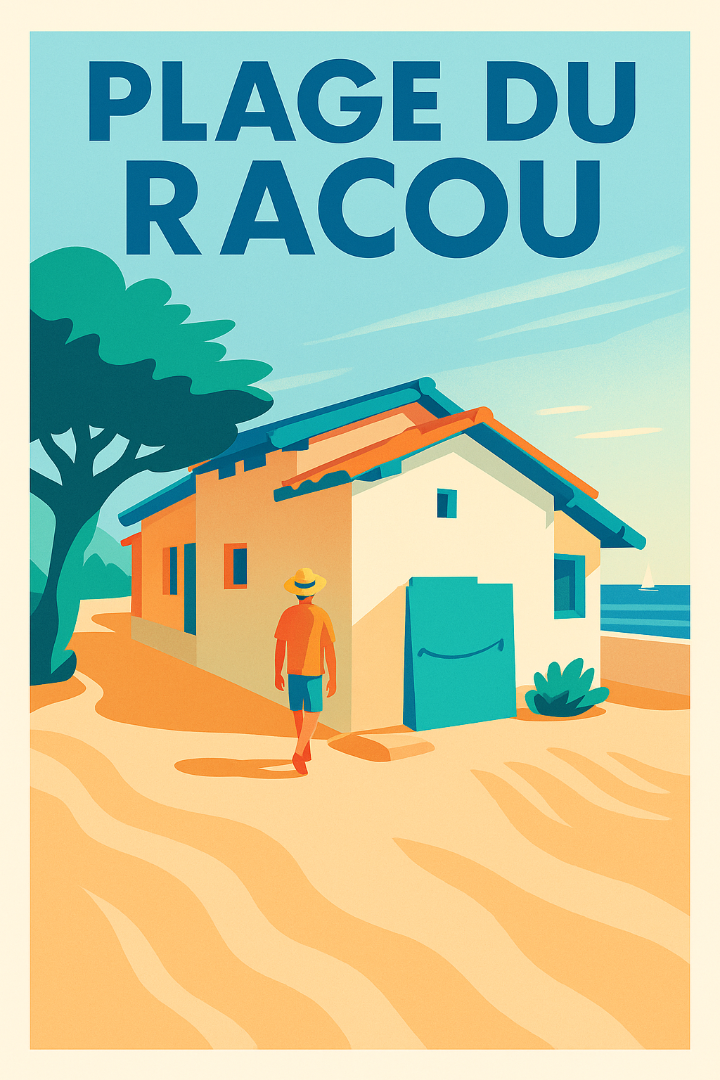 Affiche de Plage du Racou - L'esprit vintage des vacances entre sable et pins