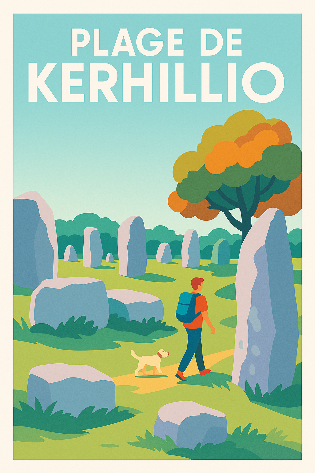 Affiche de Plage de Kerhillio - Évasion entre menhirs et dunes bretonnes