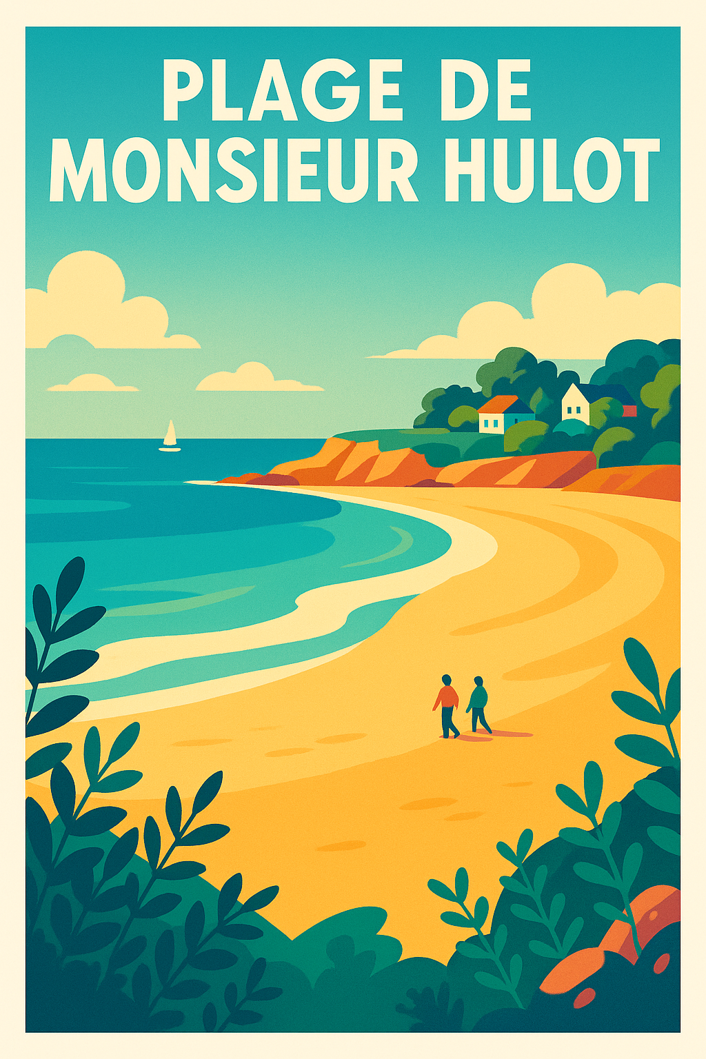 Affiche de Plage de Monsieur Hulot - L'élégance rétro de la côte atlantique