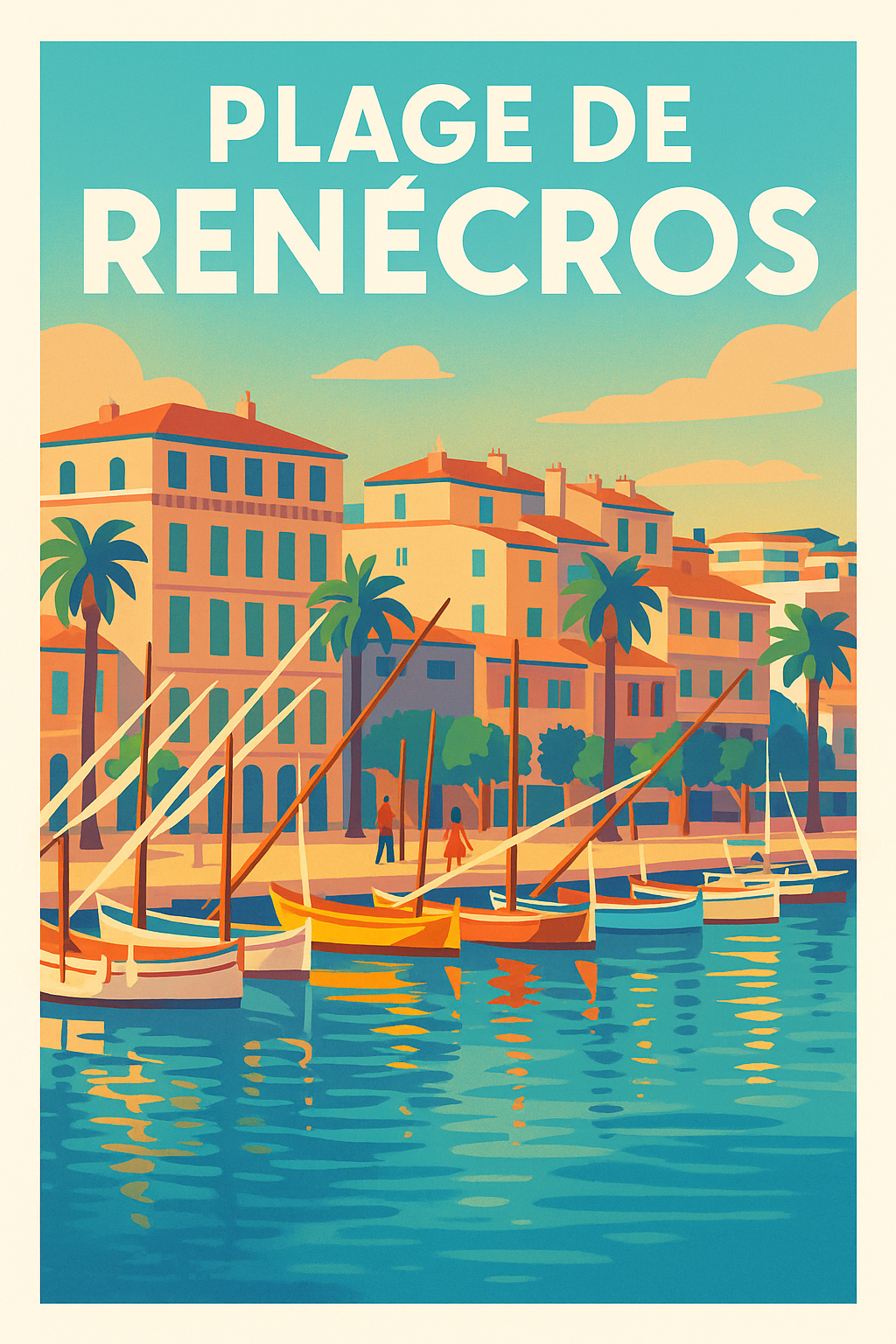 Affiche de Plage de Renécros - L'élégance vintage de la Côte d'Azur