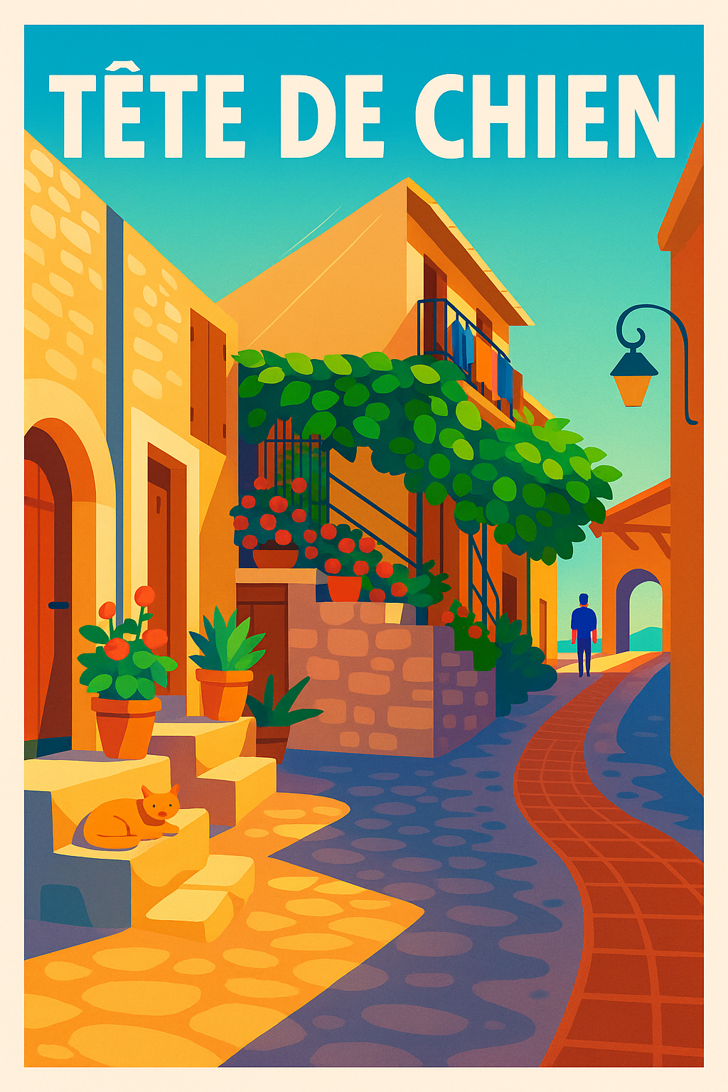 Affiche Tête de Chien, ruelle fleurie | Afich