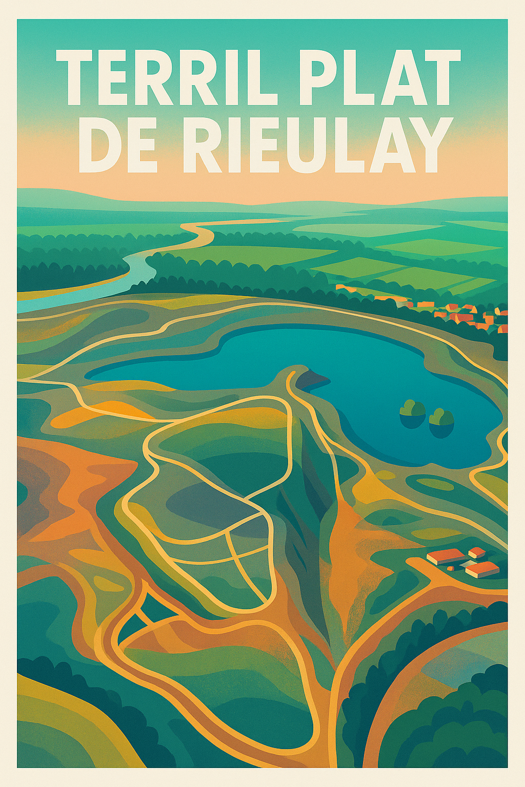 Affiche du Terril Plat de Rieulay, décor vintage | Afich