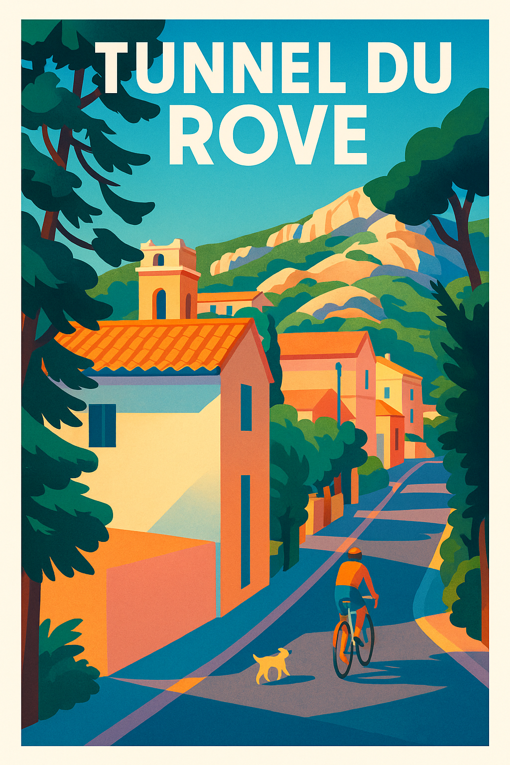 Affiche du Tunnel du Rove, cycliste en Provence | Afich
