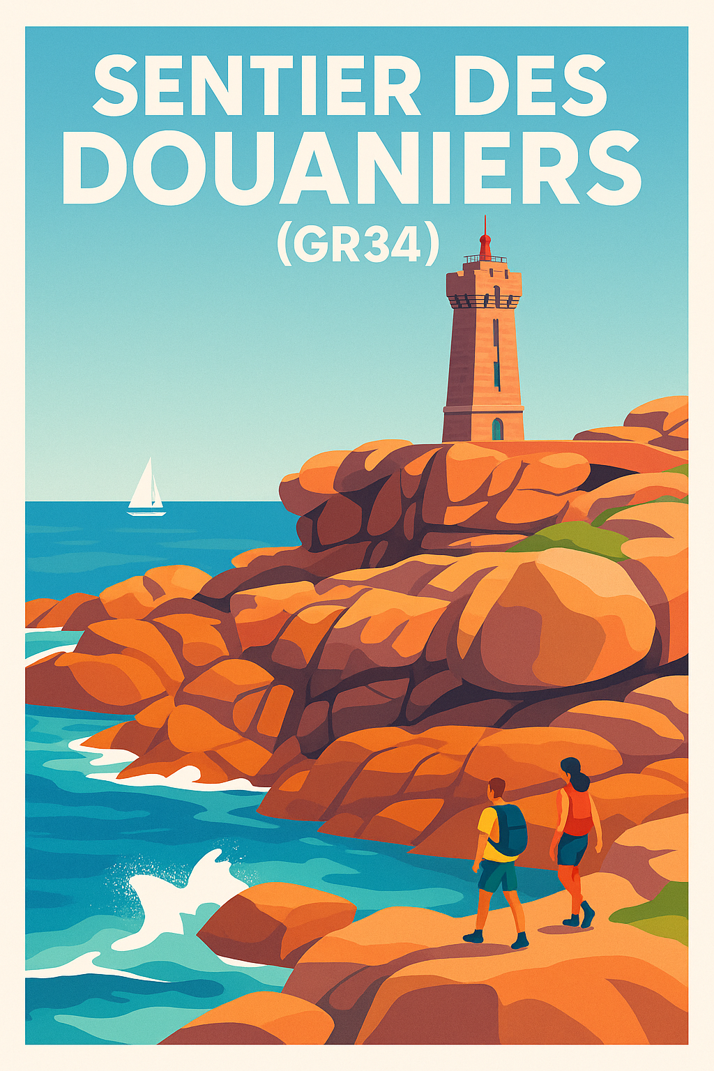 Affiche de Sentier des Douaniers (GR34) - L'aventure sauvage au bord des côtes bretonnes
