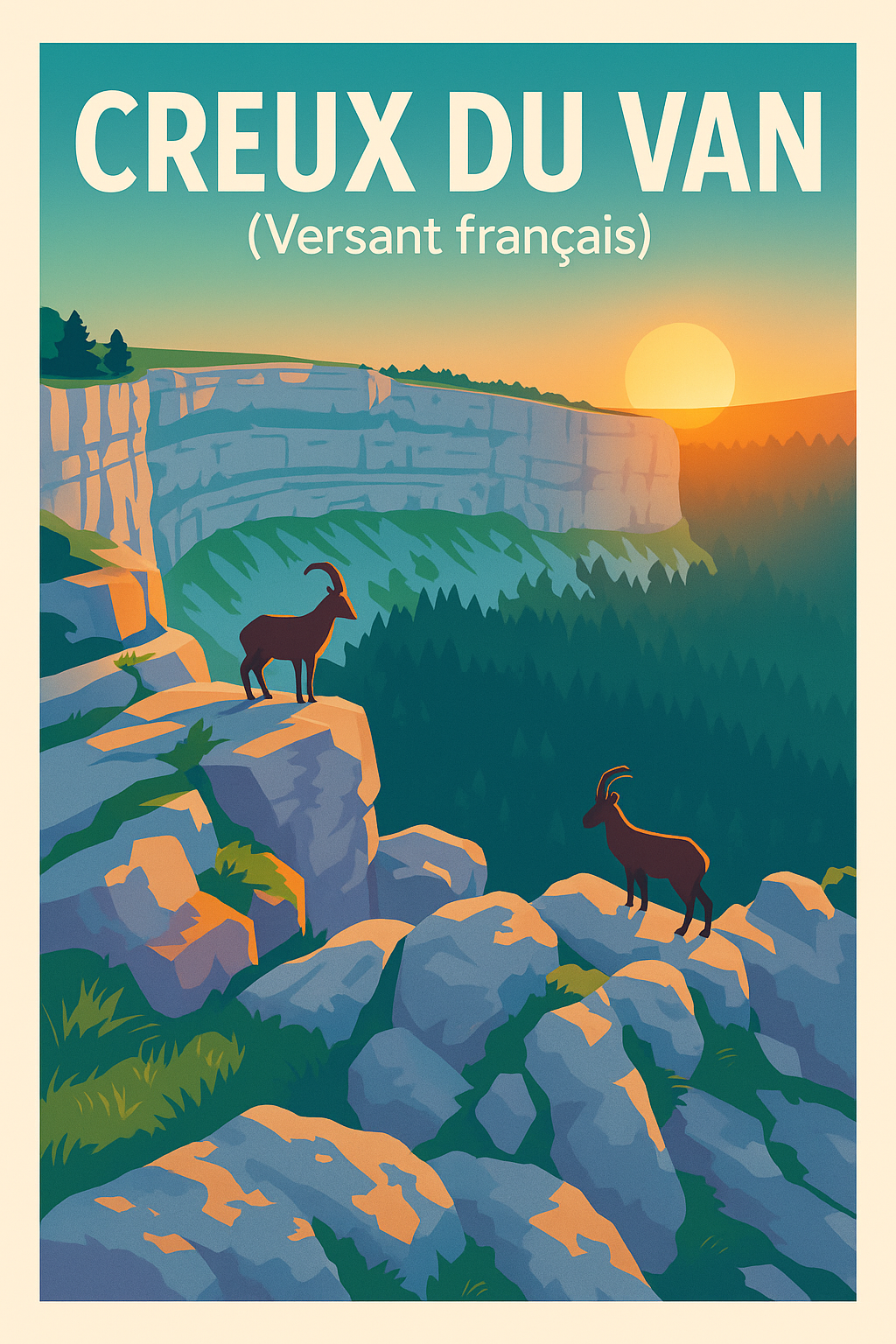 Affiche de Creux du Van - La majesté du Jura au soleil couchant