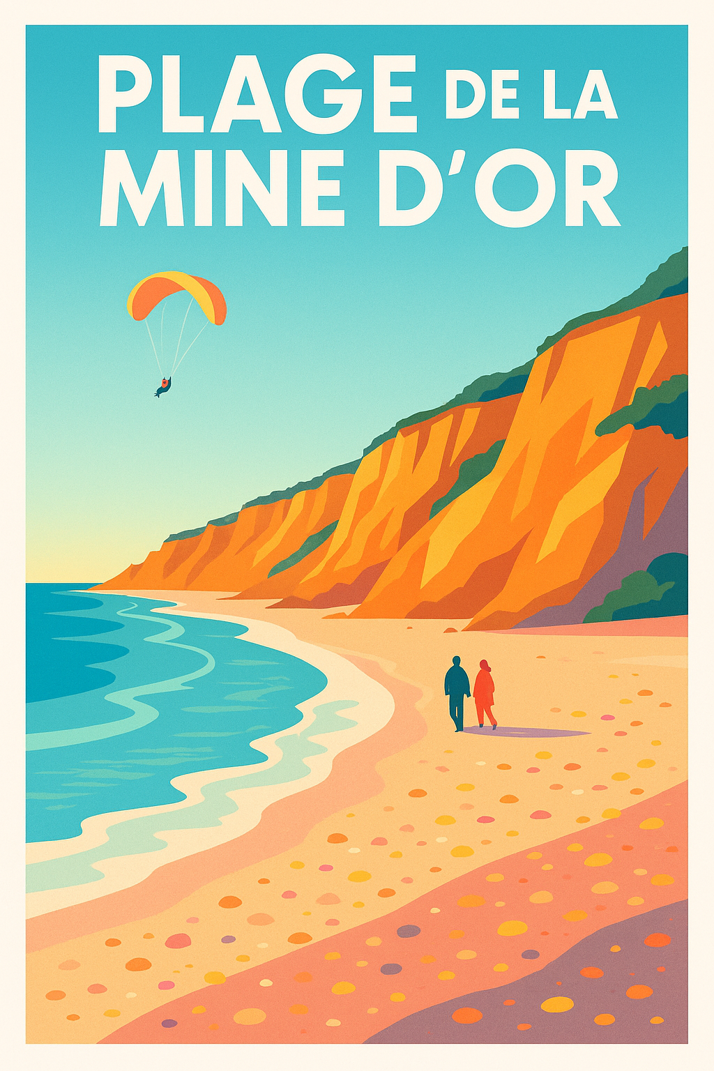 Affiche de Plage de la Mine d'Or - L'éclat doré des falaises de Pénestin