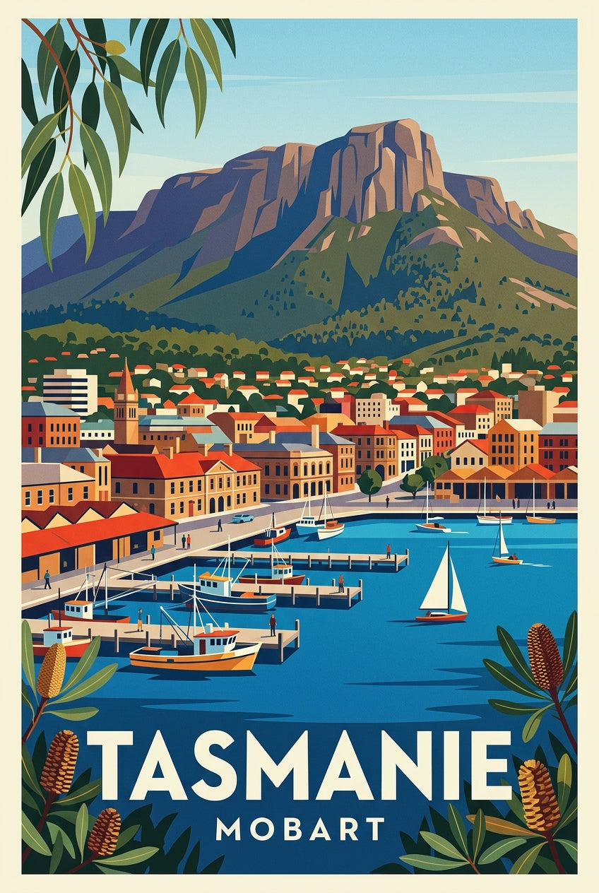 Poster de Tasmanie, Hobart et montagne | Afich