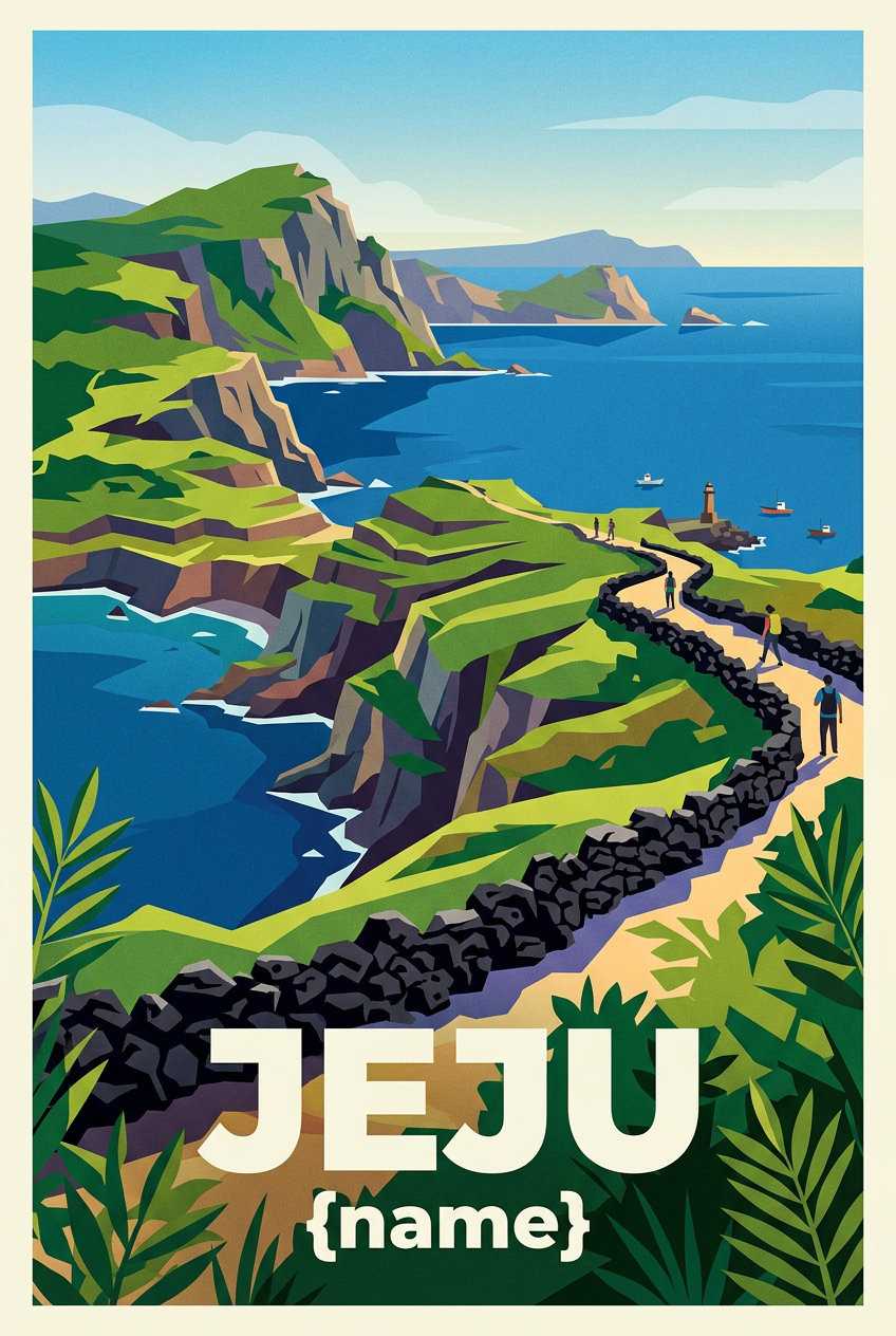 Affiche de l'île de Jeju, poster côte sauvage | Afich