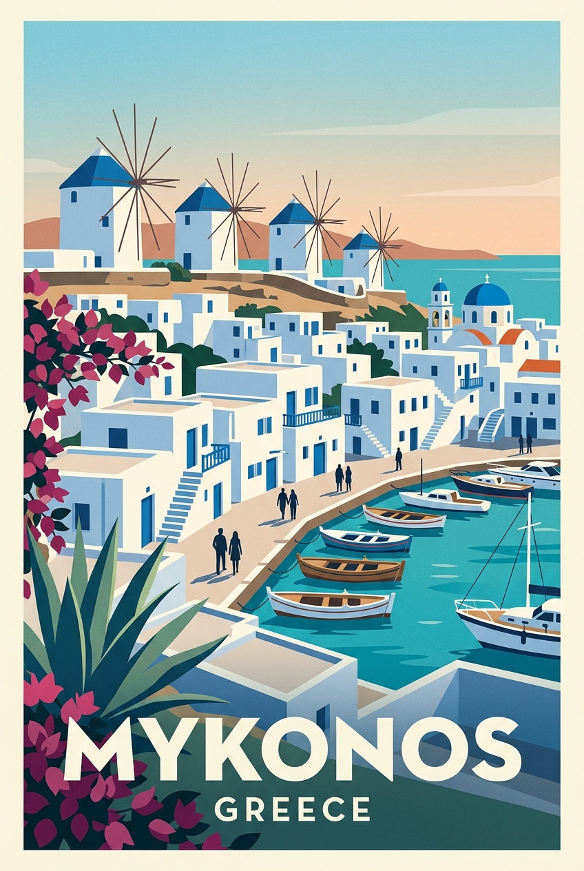 Affiche de Mykonos, poster Grèce cycladique | Afich