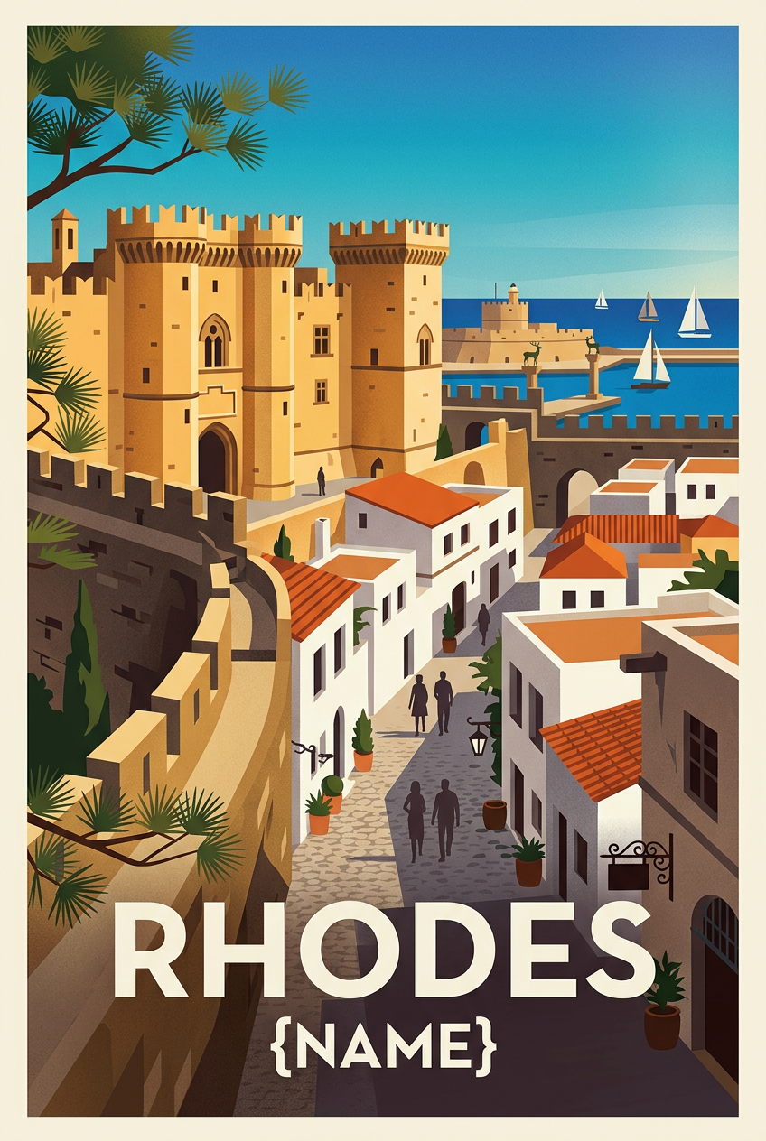 Affiche de Rhodes, poster vintage Grèce | Afich