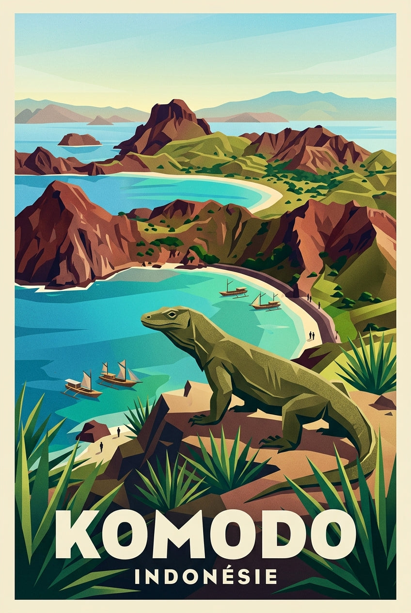 Affiche Komodo, poster Indonésie dragon | Afich