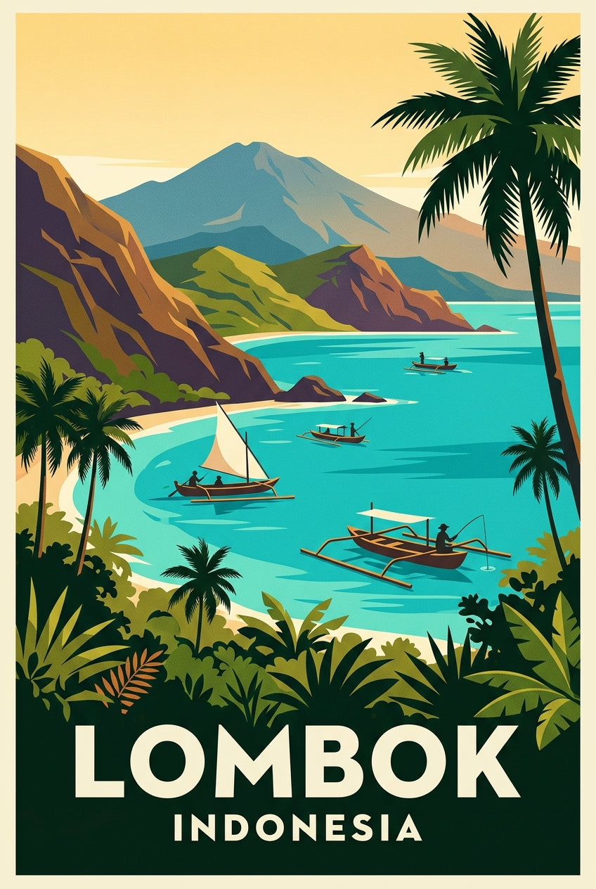 Affiche de Lombok, poster paysage tropical | Afich