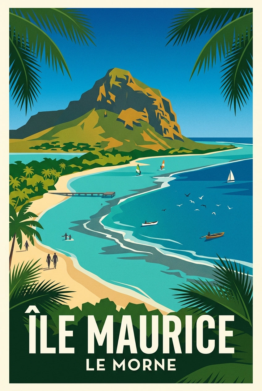 Affiche Île Maurice, poster paysage du Morne