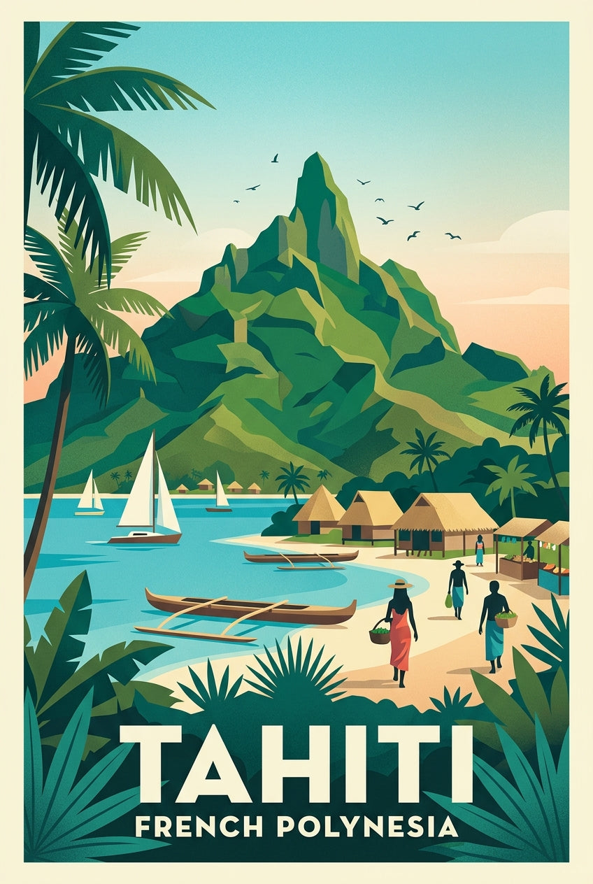 Affiche de Tahiti, paysage de Polynésie | Afich