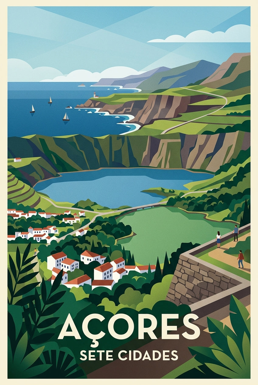 Affiche des Açores, Sete Cidades vintage | Afich