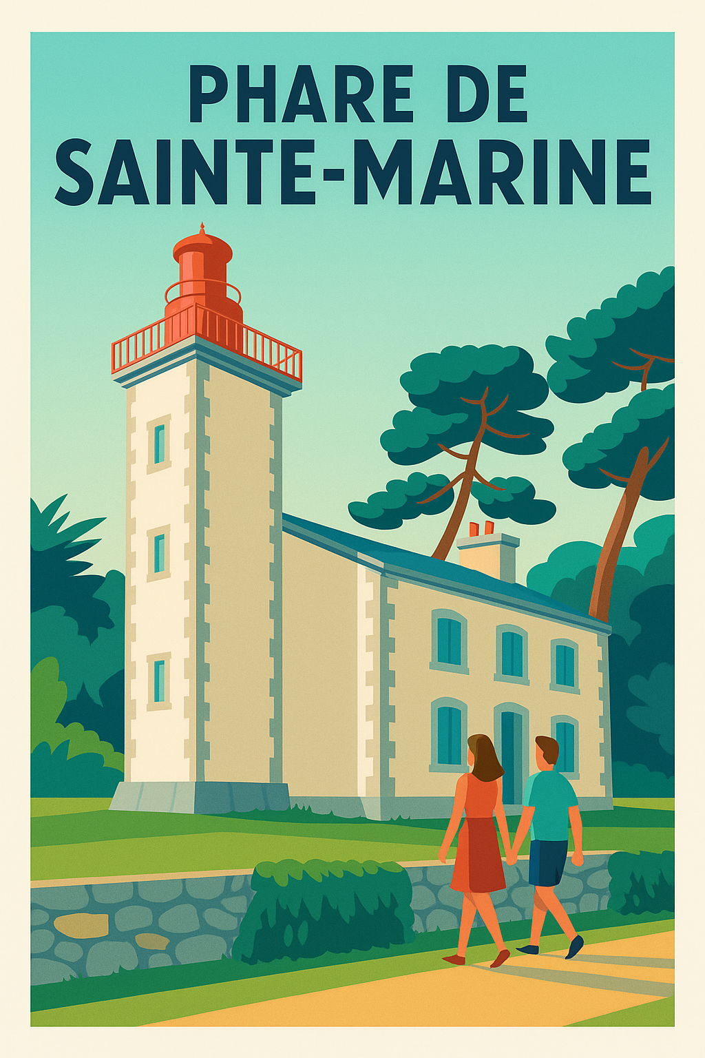 Affiche de Phare de Sainte-Marine - L'élégance vintage du littoral breton