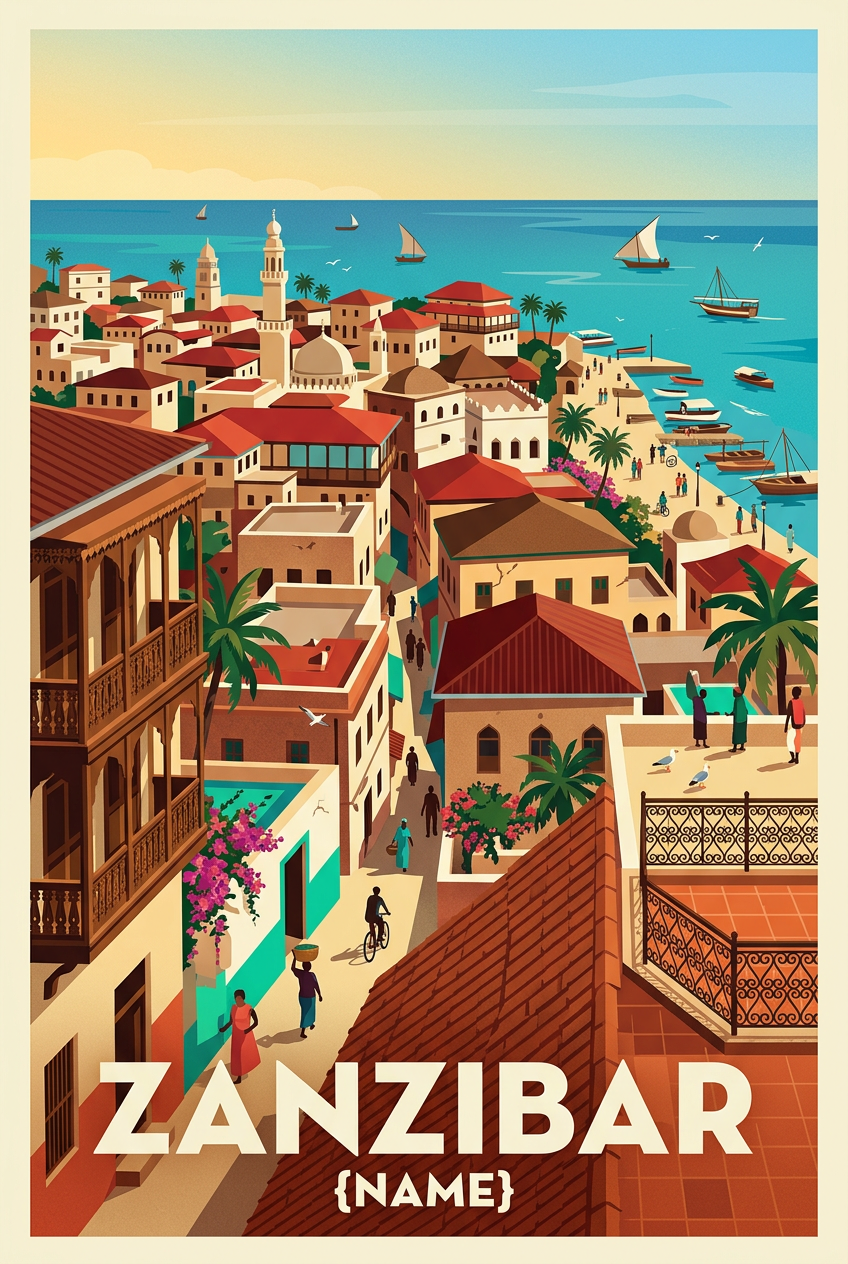 Affiche de Zanzibar, Stone Town déco | Afich