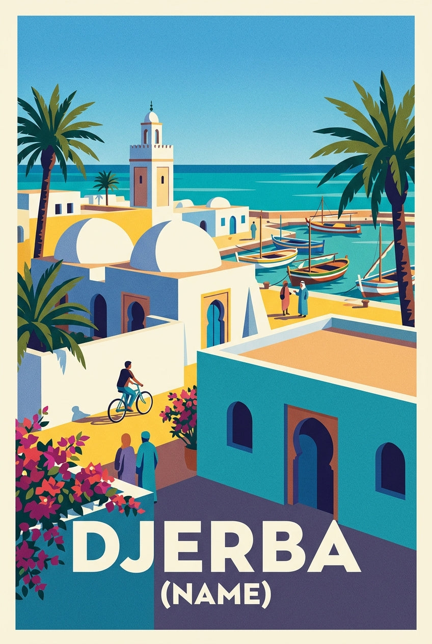 Poster de Djerba, affiche port de pêche | Afich