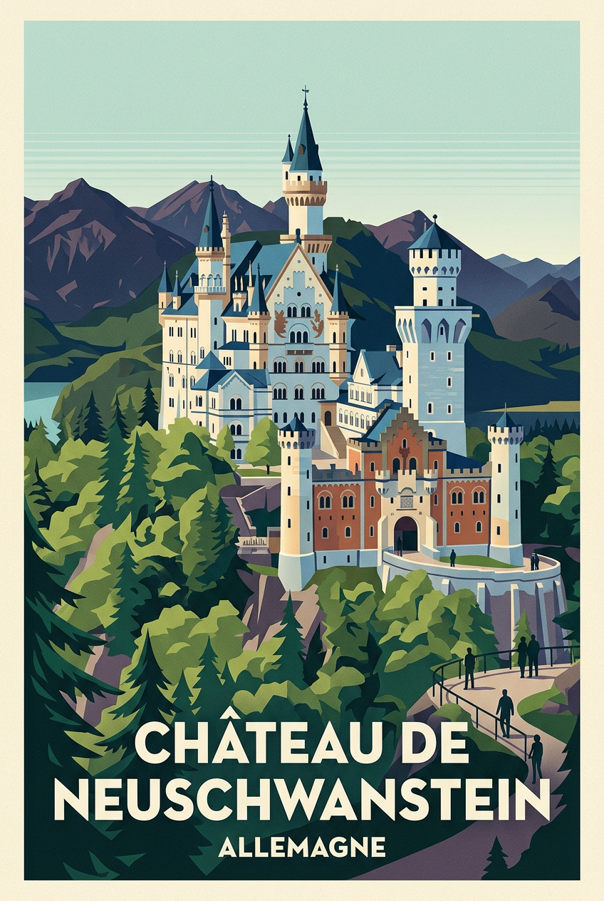 Affiche du Château de Neuschwanstein, poster Alpes | Afich