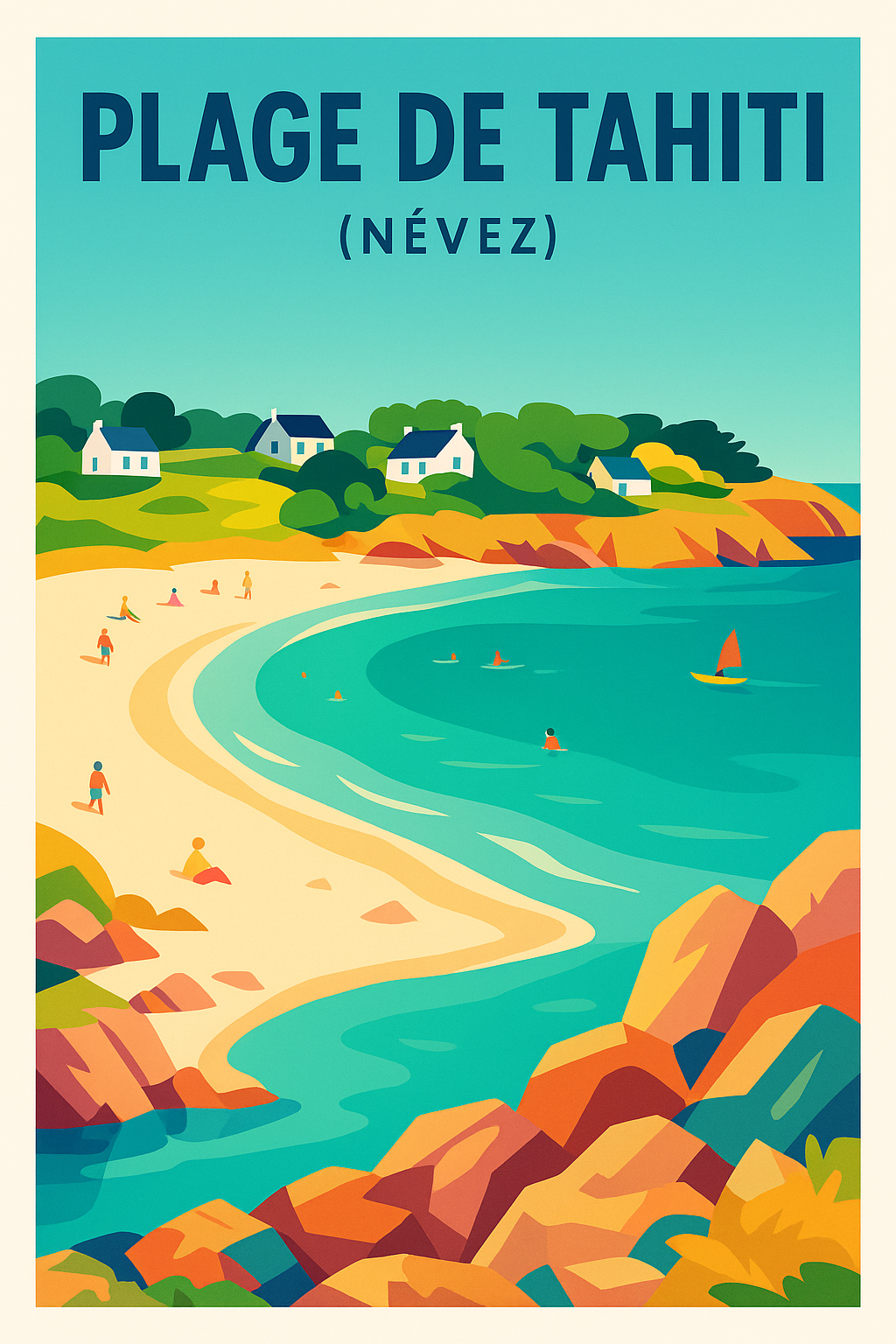 Affiche de Plage de Tahiti (Névez) - L'éclat de la Bretagne aux airs de paradis