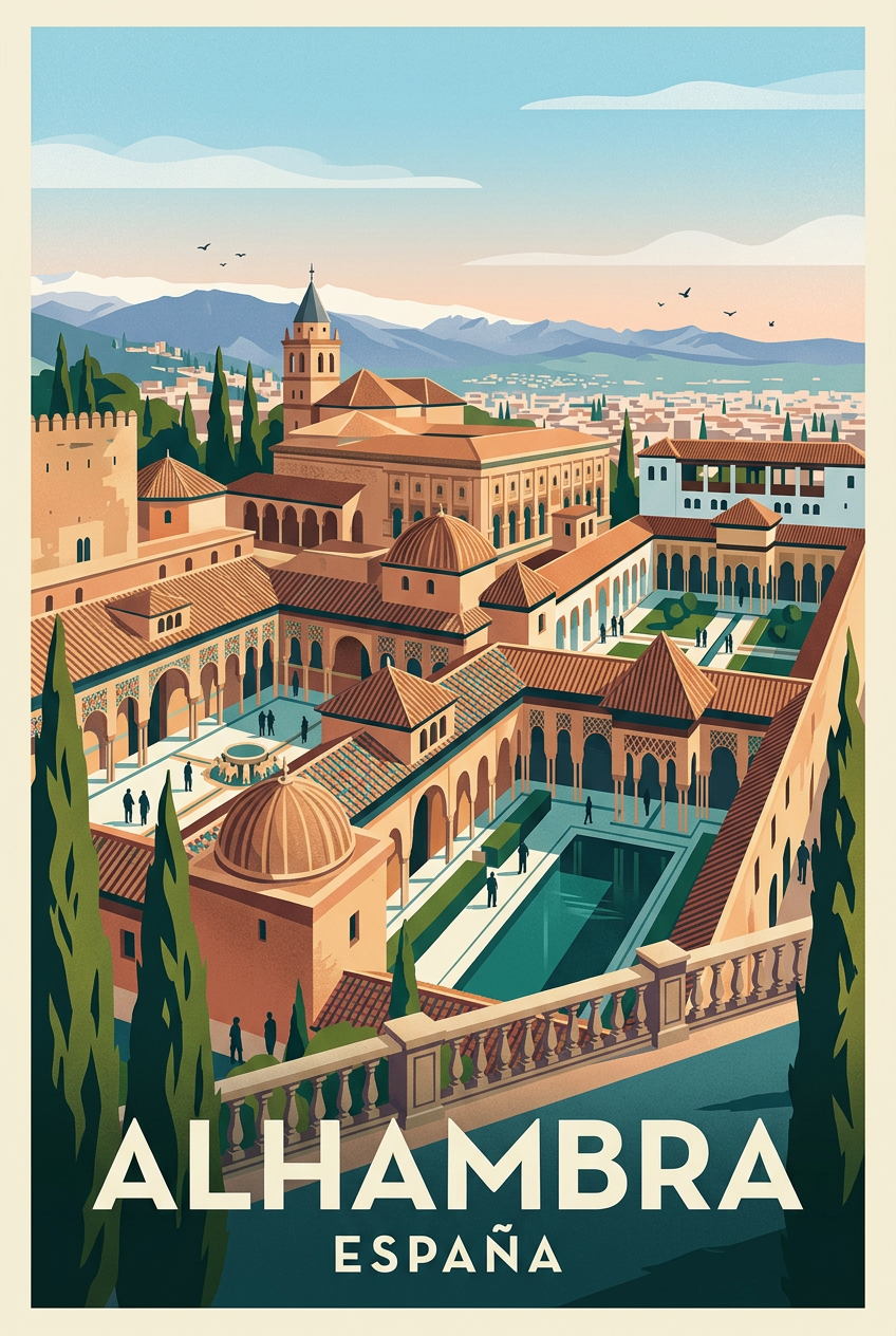 Affiche de l'Alhambra, poster palais de Grenade | Afich