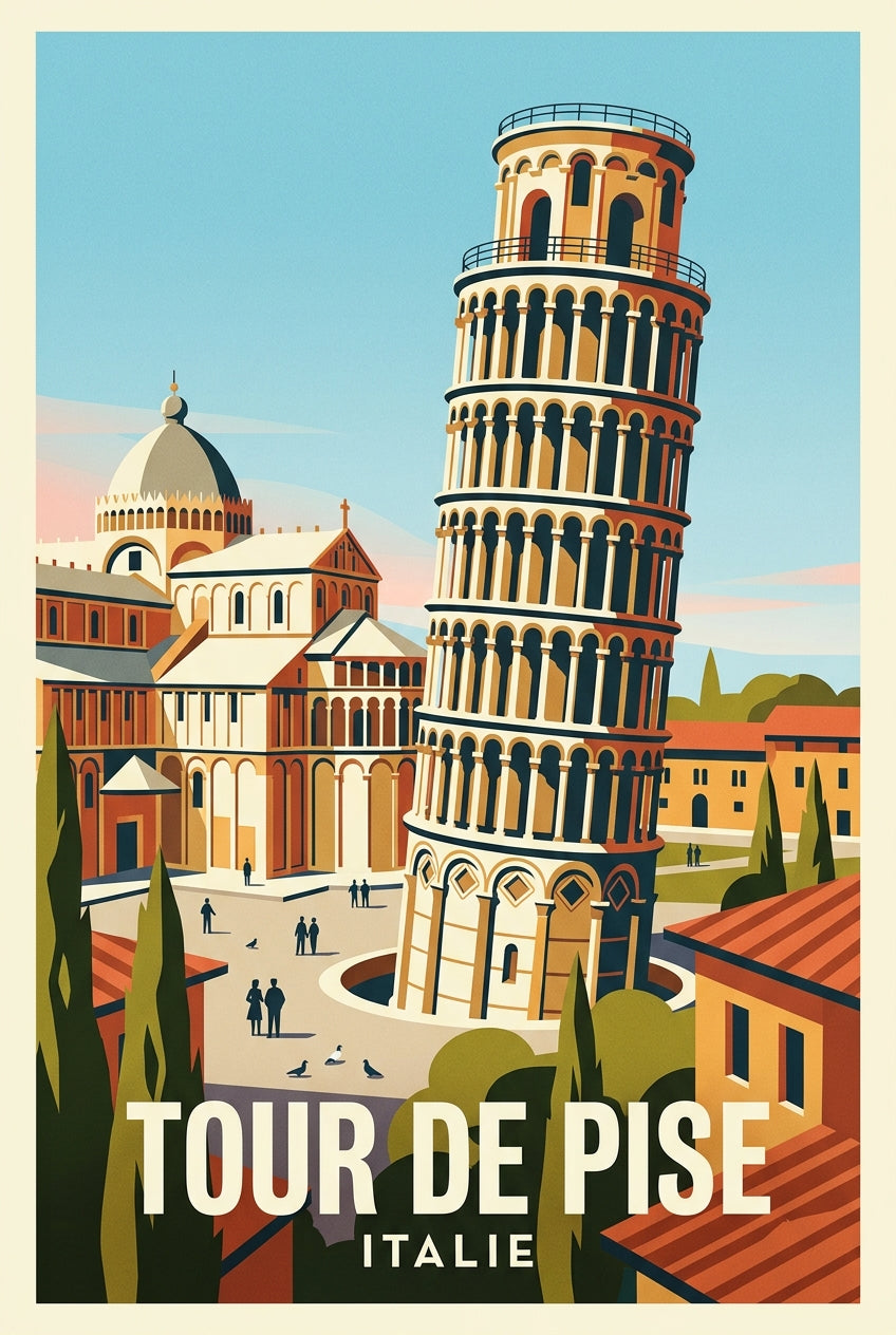 Affiche de la Tour de Pise, monument d'Italie | Afich