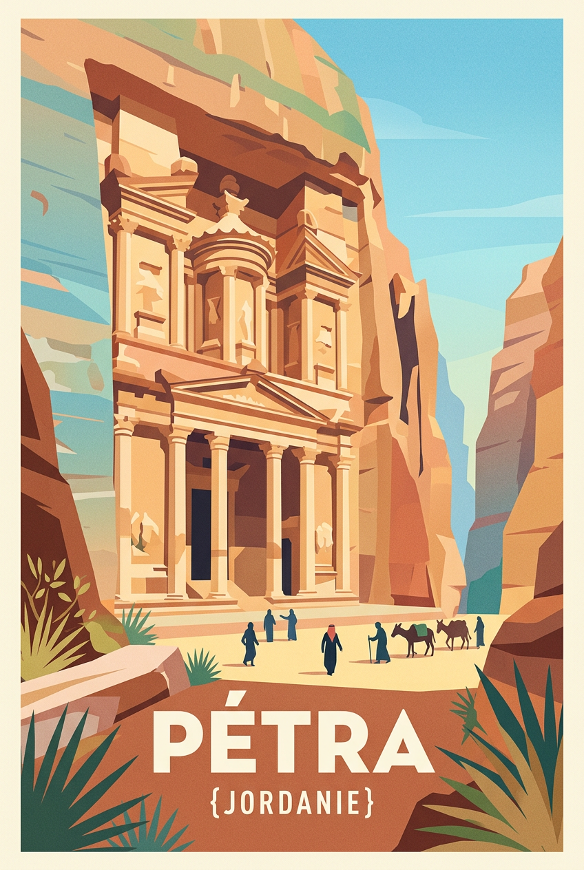 Poster de Pétra, Jordanie, affiche temple Al-Khazneh