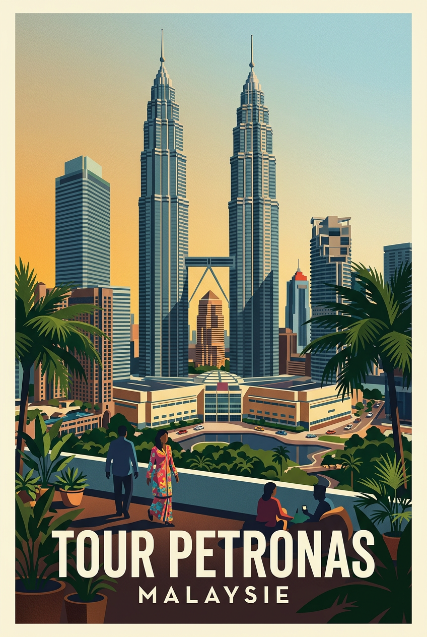 Affiche de Malaisie, Tours Petronas à Kuala Lumpur