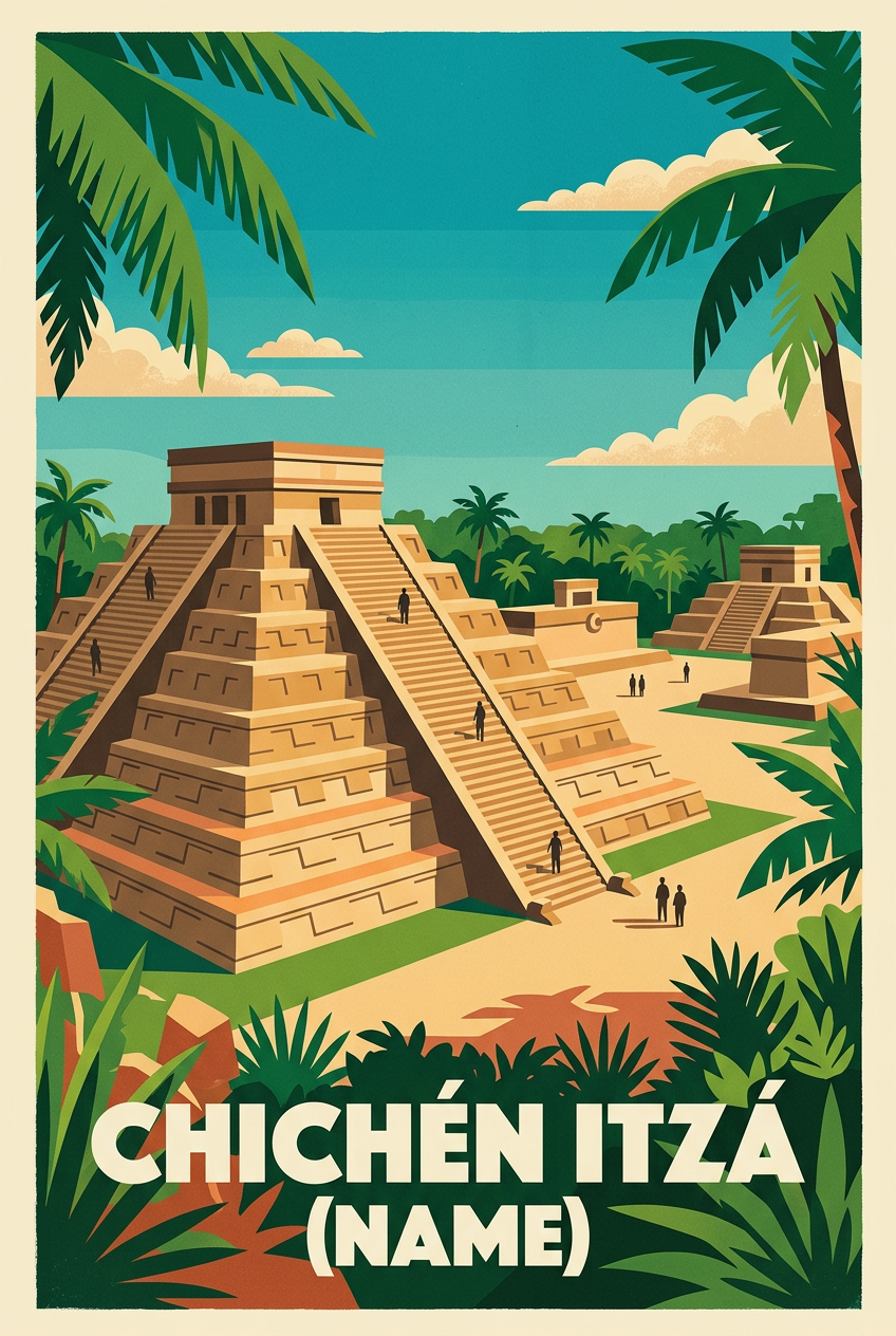 Affiche de Chichén Itzá, poster Mexique vintage | Afich