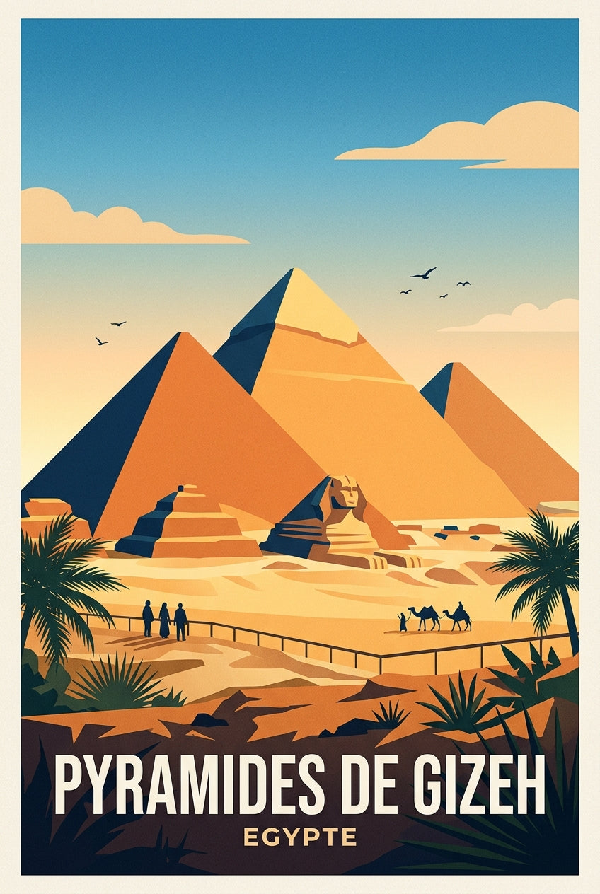 Poster des Pyramides de Gizeh, Égypte vintage