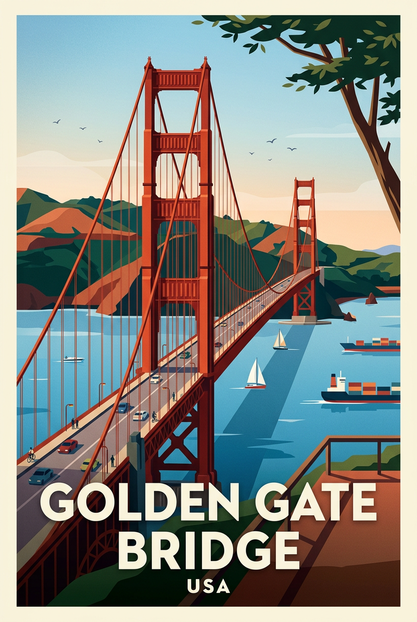 Affiche Golden Gate Bridge, pont de San Francisco | Afich