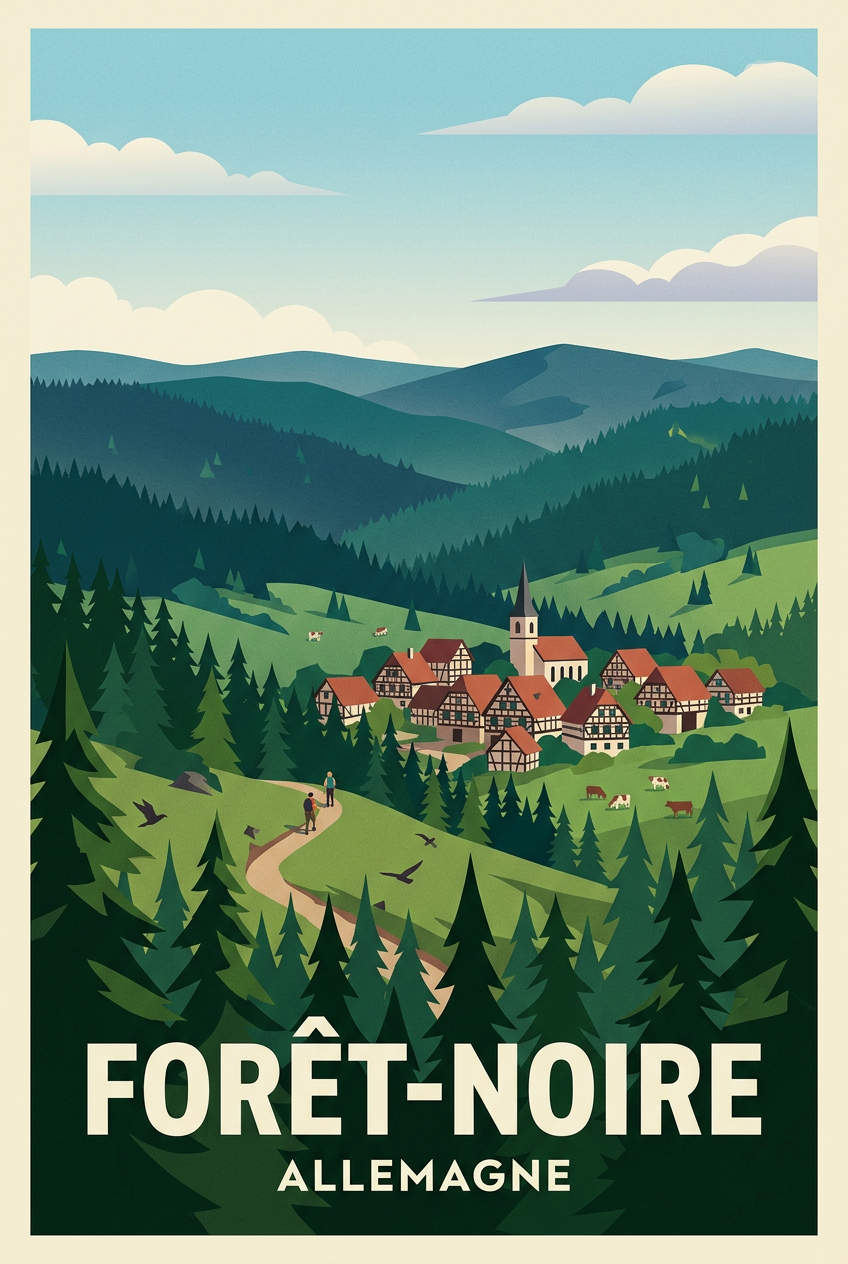 Affiche Forêt-Noire, poster relief d'Allemagne | Afich