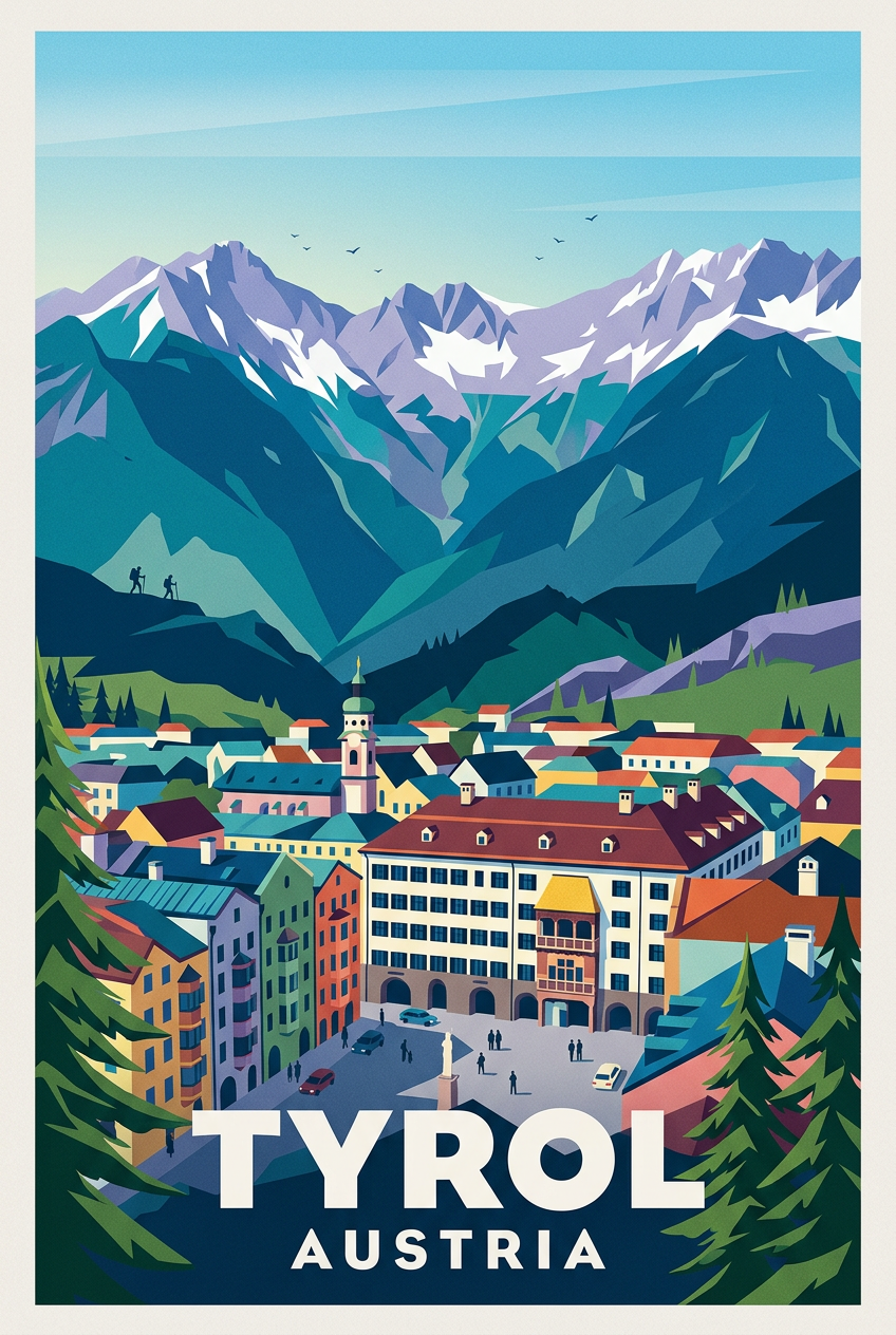 Affiche du Tyrol, poster montagnes Autriche | Afich