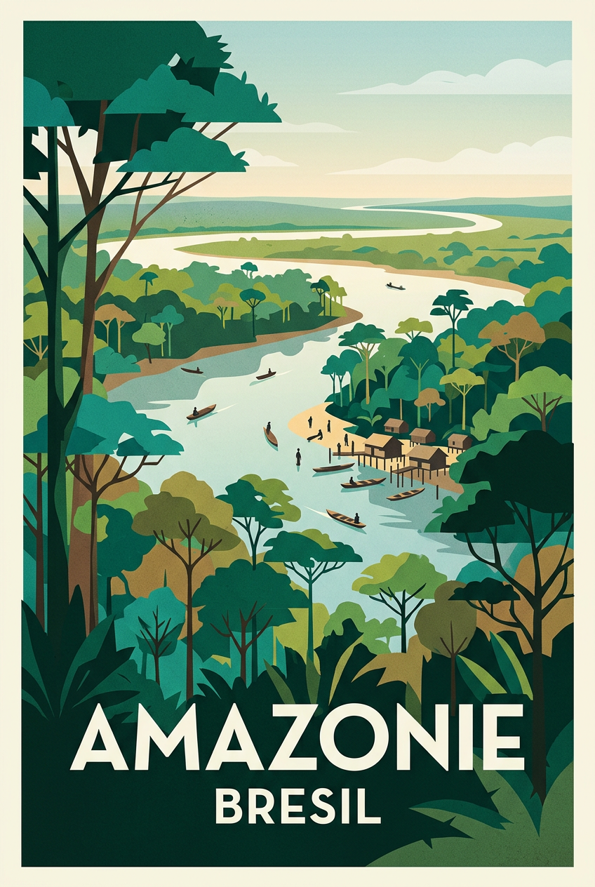 Poster d'Amazonie, fleuve et jungle du Brésil | Afich